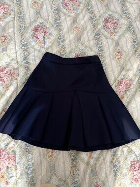 Dark blue pleated mini skirt